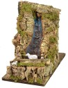 Cascada rocosa funcional con puente y ovejas de 33x18x28 cm h