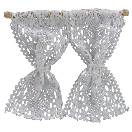 Cortina blanca doble con barra de 13x11 cm h Mondo Presepi