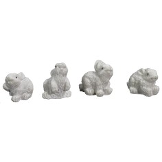 Set of 4 white resin rabbits 2-2.5 cm 2