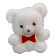 Peluche bianco con fiocco rosso 3 cm