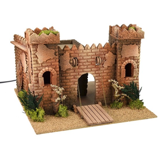 Castillo con puente levadizo en movimiento cm 30x30x21,5 h