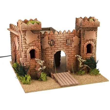 Castillo con puente levadizo en movimiento cm 30x30x21,5 h