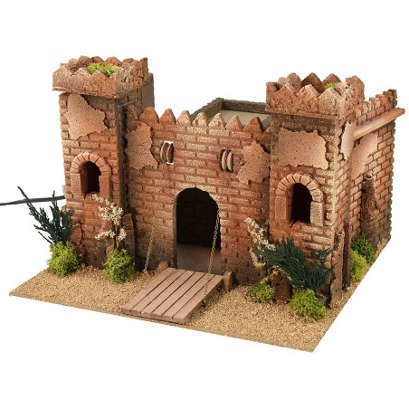 Castello con ponte levatoio in movimento cm 30x30x21,5 h