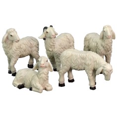 Set 5 pecore in resina per statue da 15 cm Mondo Presepi