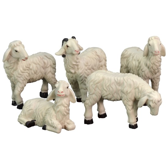 Conjunto de 5 ovejas de resina para estatuas de 15 cm