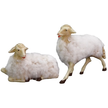 Set of 2 sheep with wool for 30 cm statues