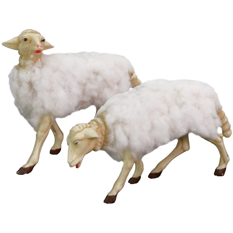 Set of 2 sheep with wool for 30 cm statues