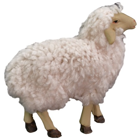 Set of 3 resin sheep with wool for 10-12 cm statues