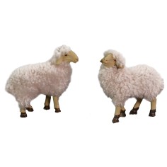 Conjunto de 2 ovejas de resina con lana para estatuas de 10-12 2
