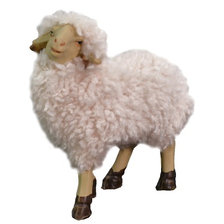 Set of 2 resin sheep with wool for 10-12 cm statues