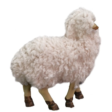 Set of 2 resin sheep with wool for 10-12 cm statues
