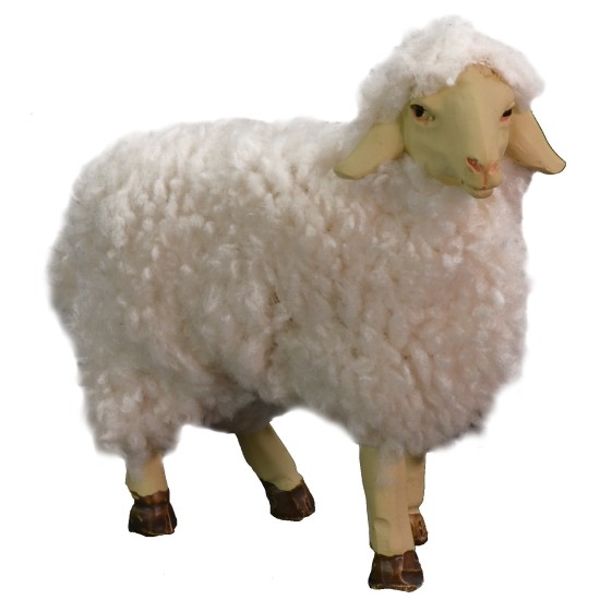 Set of 2 resin sheep with wool for 10-12 cm statues