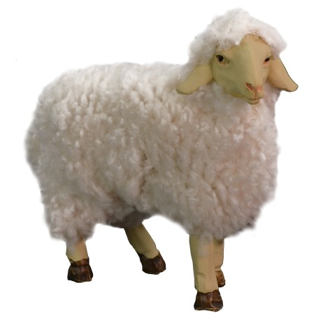 Set of 2 resin sheep with wool for 10-12 cm statues