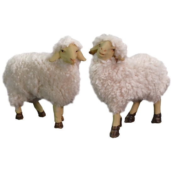 Conjunto de 2 ovejas de resina con lana para estatuas de 10-12