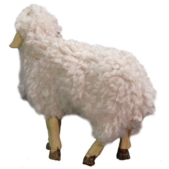 Set of 2 resin sheep with wool for 10-12 cm statues