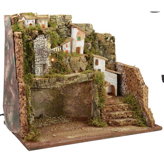 Illuminated nativity scene with windmill cm 45x30x37.5 h