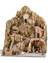 Pesebre iluminado con asno en el molino completo con estatuas Landi de 50x60x57 cm h