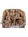 Illuminated nativity scene with water mill complete with Landi statues