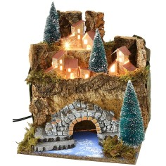 Landscape for nativity scene with mains lighting cm 25x25x27 h 2