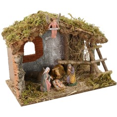 Capanna con fienile completa di Natività serie 10 cm Landi cm 2