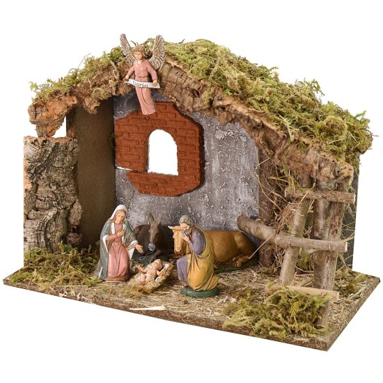 Capanna con fienile completa di Natività serie 10 cm Landi cm