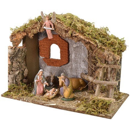 Stable with barn complete with Nativity series 10 cm Landi cm