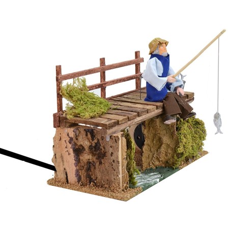 Pescatore sul pontile in movimento serie 12 cm Mondo Presepi