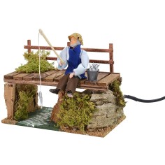 Fisherman on the pontoon in motion 12 cm series 2