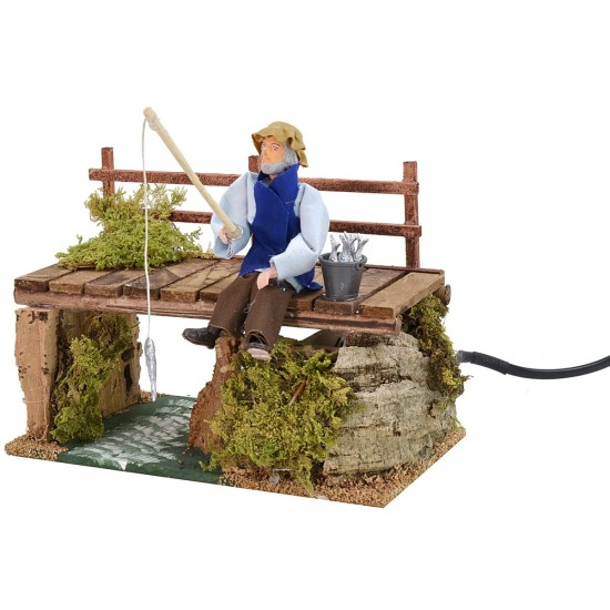 Fisherman on the pontoon in motion 12 cm series