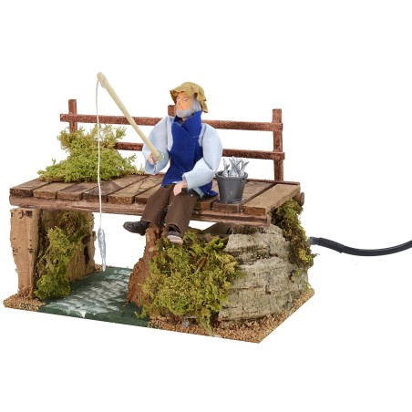 Fisherman on the pontoon in motion 12 cm series