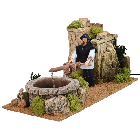 Uomo al pozzo in movimento cm 12 Mondo Presepi