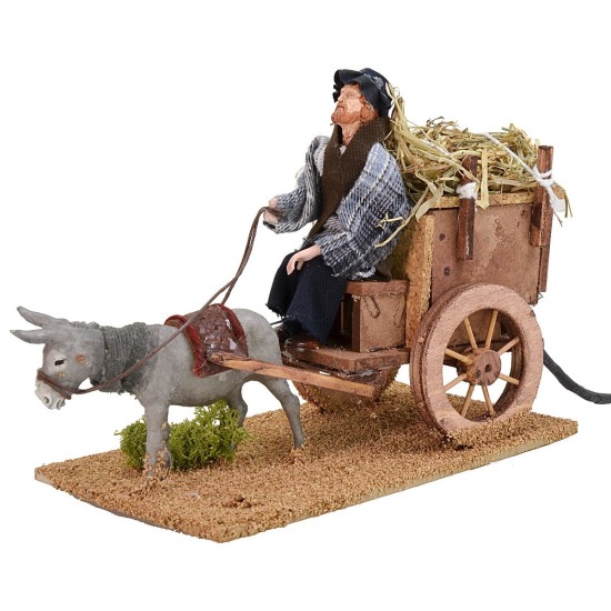 Granjero en el carro con burro de doble movimiento serie 12 cm