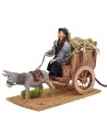 Granjero en el carro con burro de doble movimiento serie 12 cm