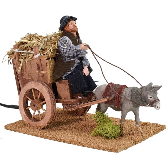 Granjero en el carro con burro de doble movimiento serie 12 cm