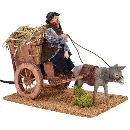 Granjero en el carro con burro de doble movimiento serie 12 cm