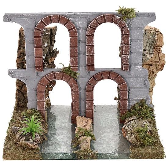 Modular river with depth effect with aqueduct ruins cm 18x15x16