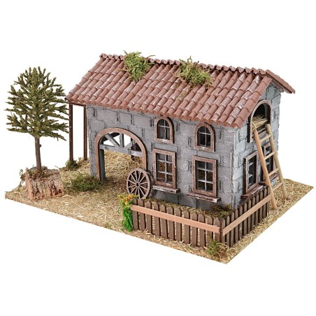 Caserío con granero para pesebre de 32x24x19 cm h Mondo Presepi.