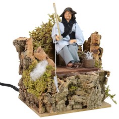 Seated fisherman 12 cm series in motion