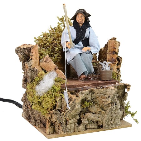Pescador sentado serie 12 cm en movimiento Mundo Pesebres