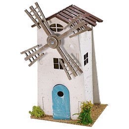 Molino de viento para belén funcional de 12x9x23 cm h