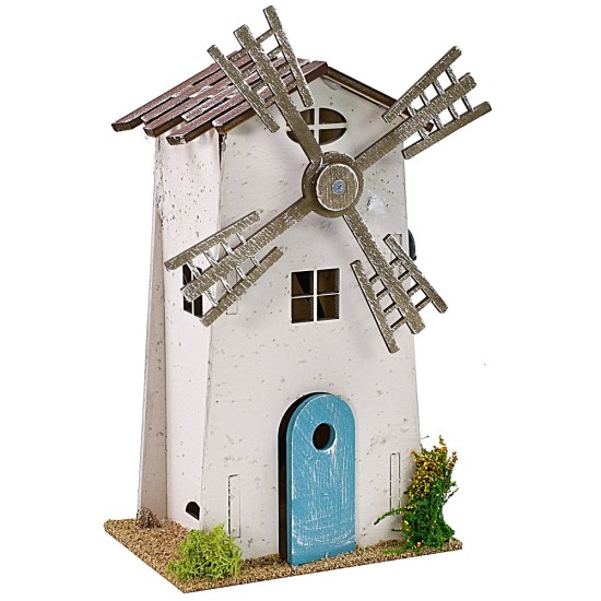 Molino de viento para belén funcional de 12x9x23 cm h