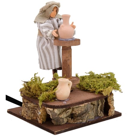 Vasaio palestinese con tornio in movimento cm 12 Mondo Presepi
