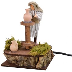 Alfarero palestino con torno en movimiento cm 12 Mundo Pesebres