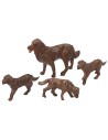 Familia de 4 perros para estatuas de 10-12 cm