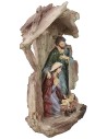 Natividad con cabaña de tronco en resina de 12x7x20 cm de altura para belén.