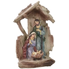 Natividad con cabaña de tronco en resina de 12x7x20 cm de