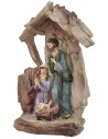 Natividad con cabaña de tronco en resina de 12x7x20 cm de
