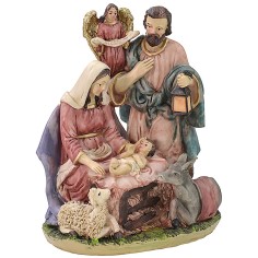 Resin nativity with angel cm 15,5x11x18 h Nativity scene 2