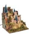 Paisaje para belén con casitas iluminadas de 25x24x30,5 cm h
