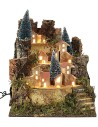 Paisaje para belén con casitas iluminadas de 25x24x30,5 cm h